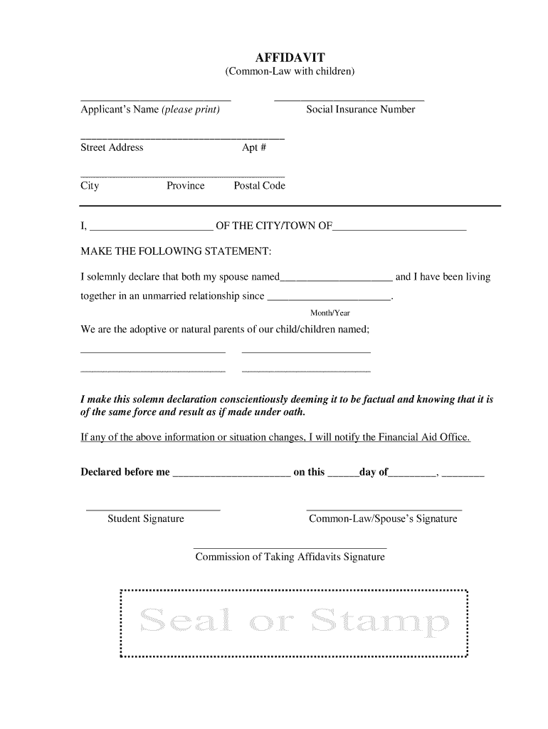 Common Law Affidavit  Form