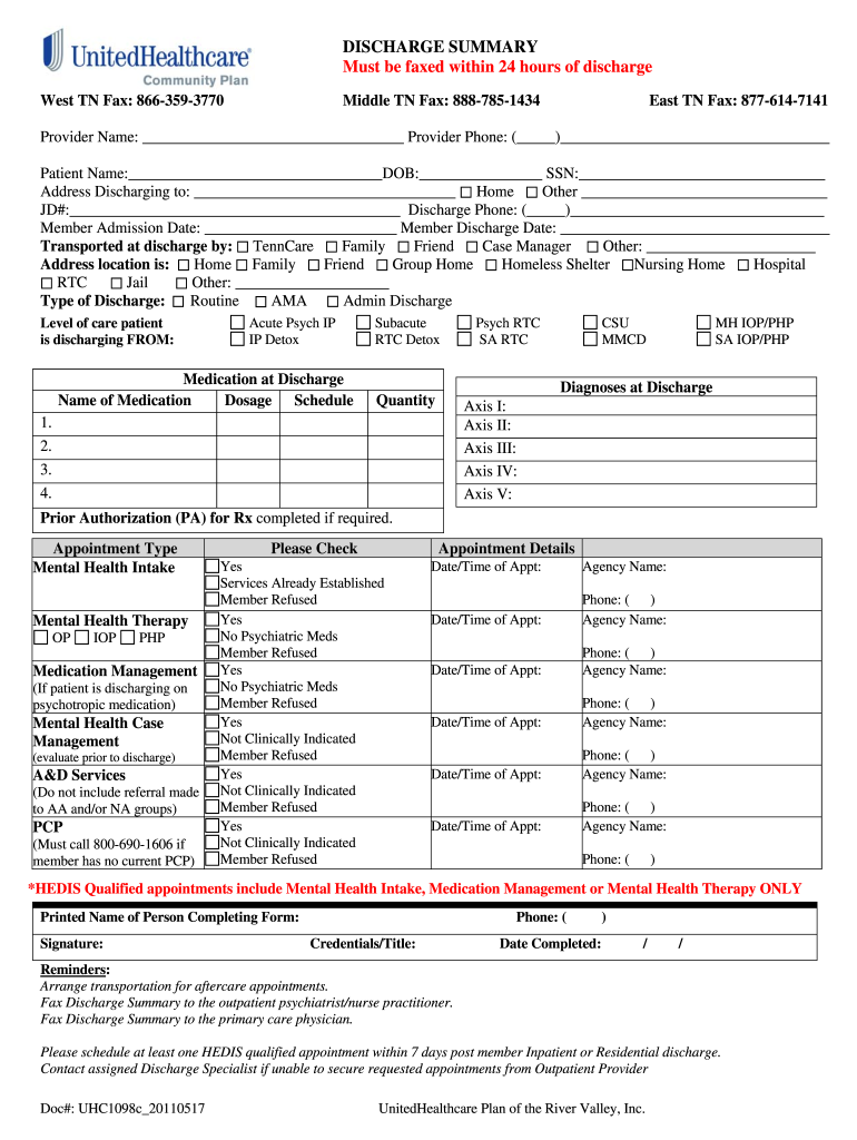 Get and Sign Simple Discharge Summary Form 2011-2022
