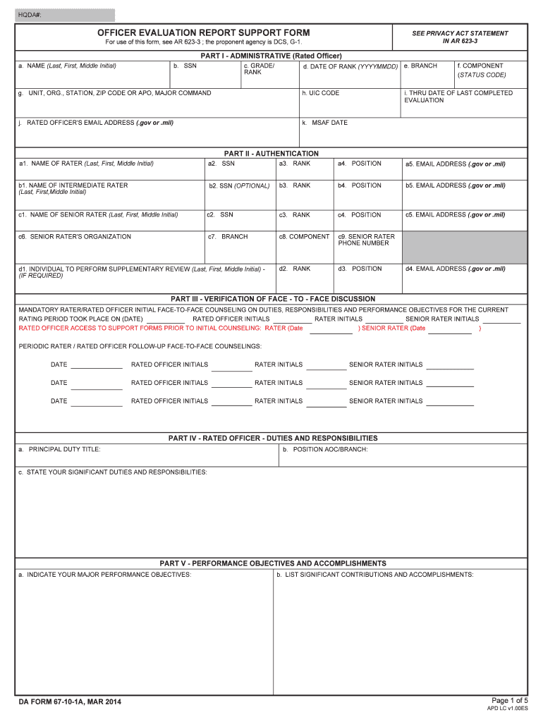  Da Form 67 10 1a 2014