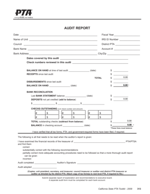 Pta Audit Form Fill Online, Printable, Fillable, BlankPDFfiller
