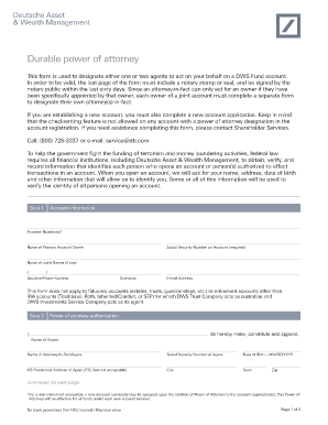 Durable Power of Attorney Form 65 DWS Investments