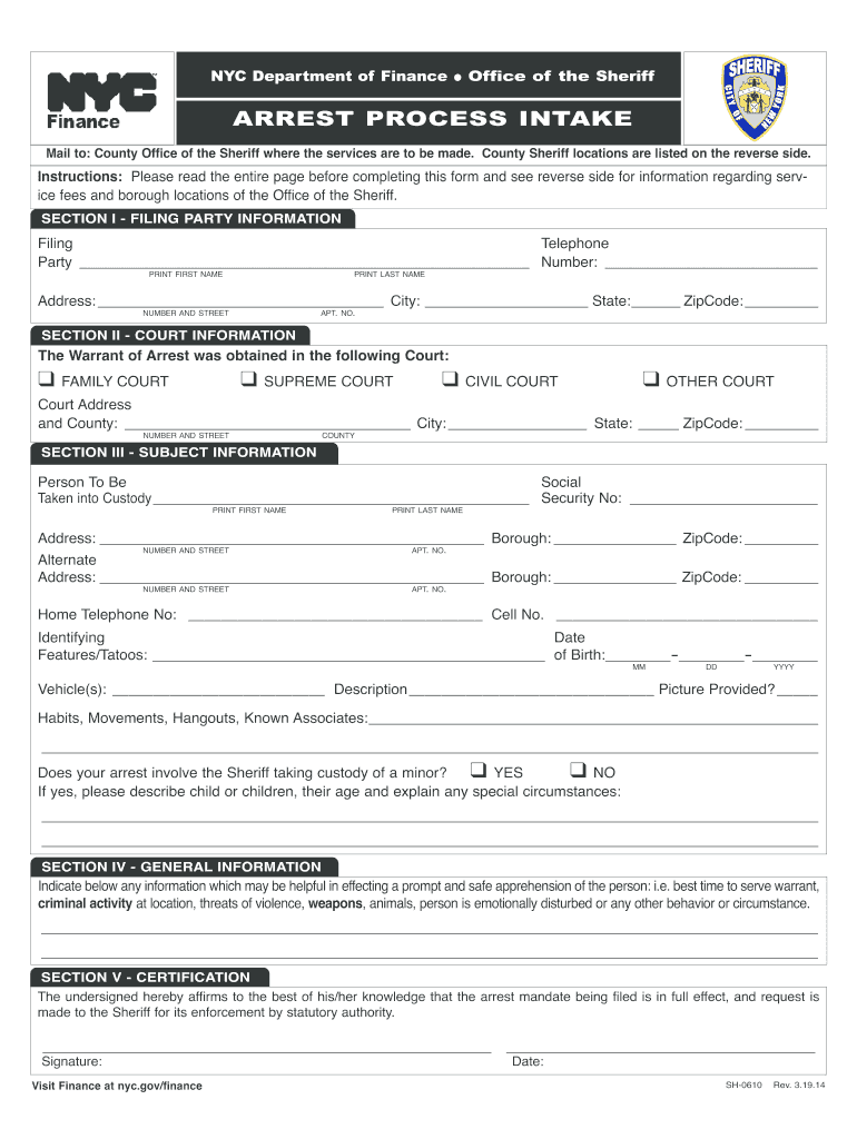  Sheriff Arrest Process Intake for Lodgers to File Their Quarterly Taxes Form, Instructions and Voucher Nyc 2014