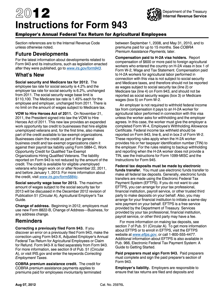  Form 943 Tax 2012