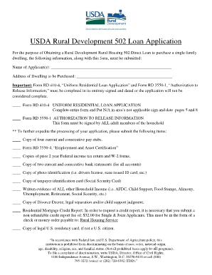 Usda Direct Loan Application PDF  Form
