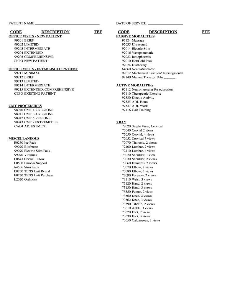 Chiropractic Superbill Template  Form