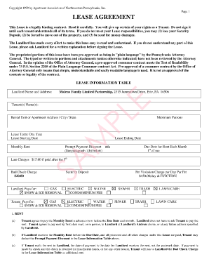 LEASE DOC Notice of Application  Form