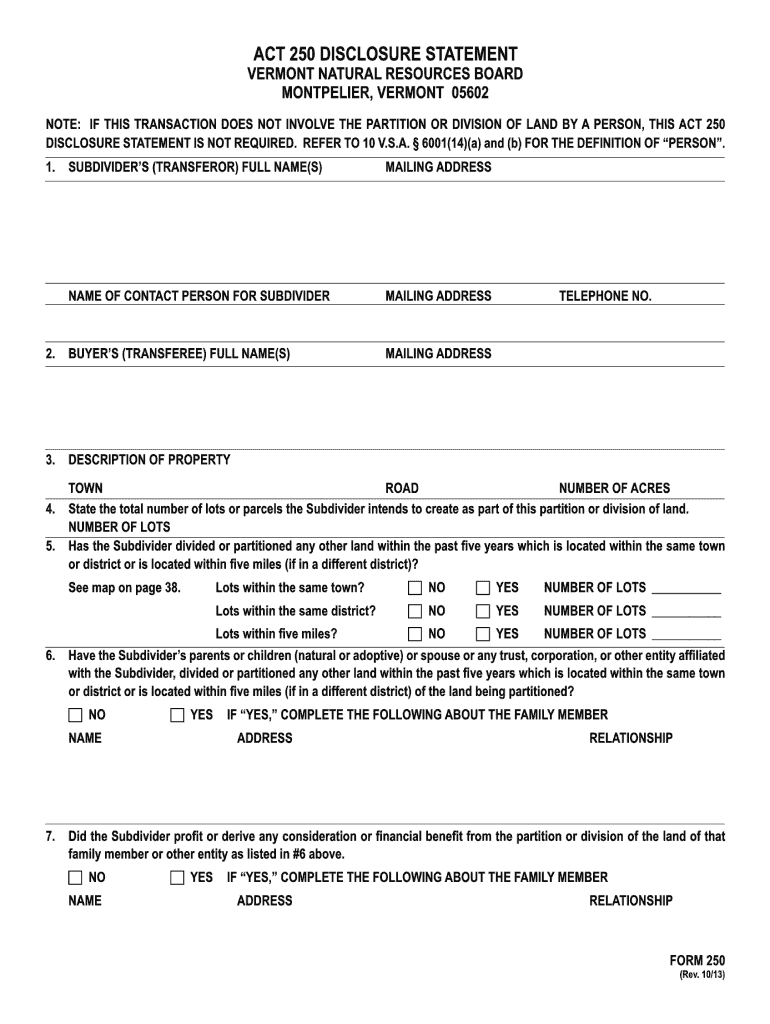  Vt Act 250 Application Form 2013-2024