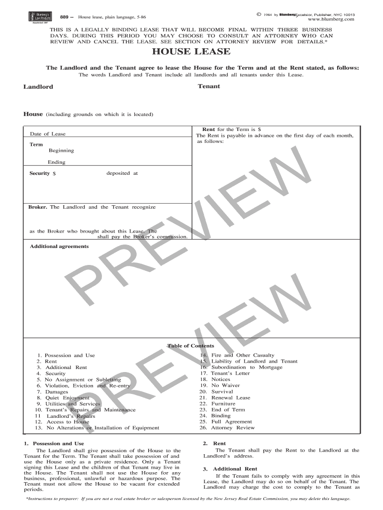 Blumberg House Lease  Form