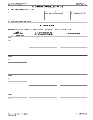 Claimant&amp;#39;s Work Background Lawyoming  Form