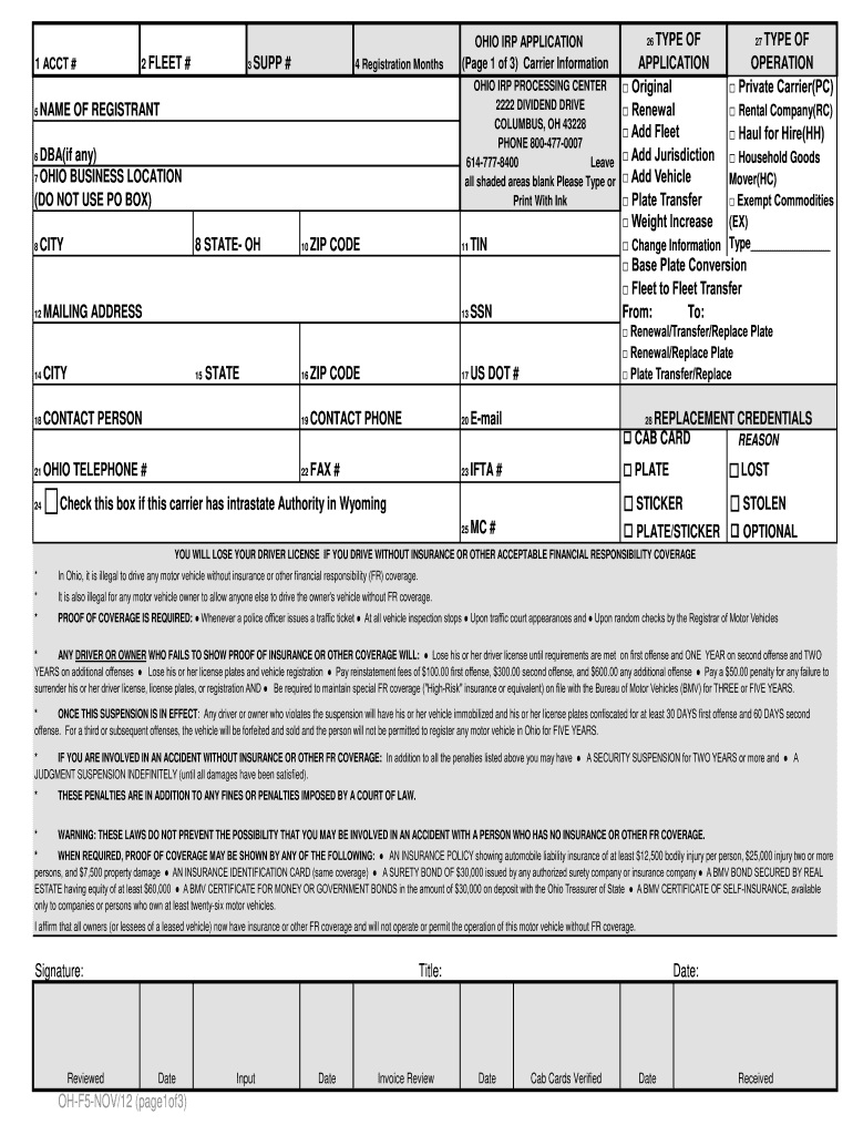 Ohio Irp Login 20122024 Form Fill Out and Sign Printable PDF