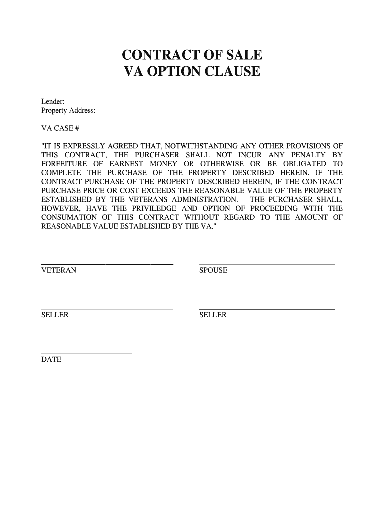 Va Option Clause  Form