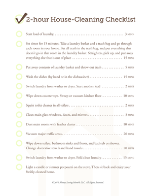 2 Hour House Cleaning Checklist Money Saving Mom  Form