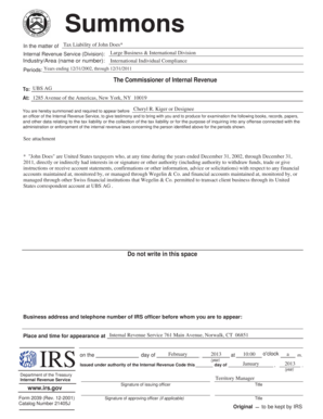 Form 2039 Summons Department of Justice Justice