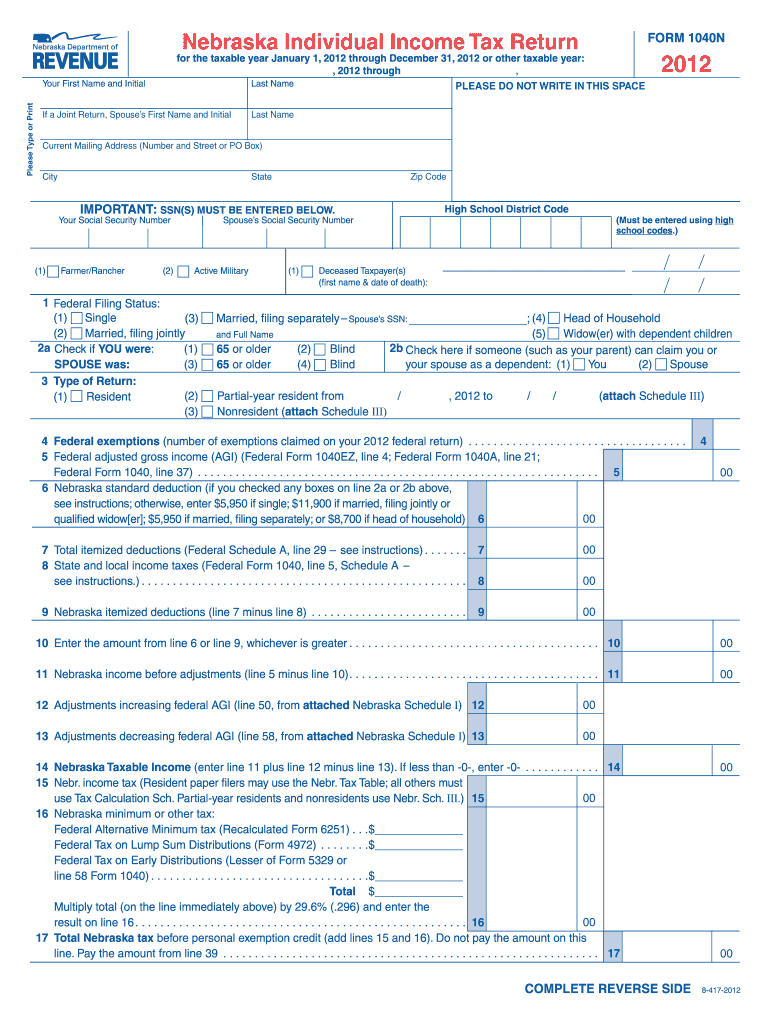 Nebraska Tax Return