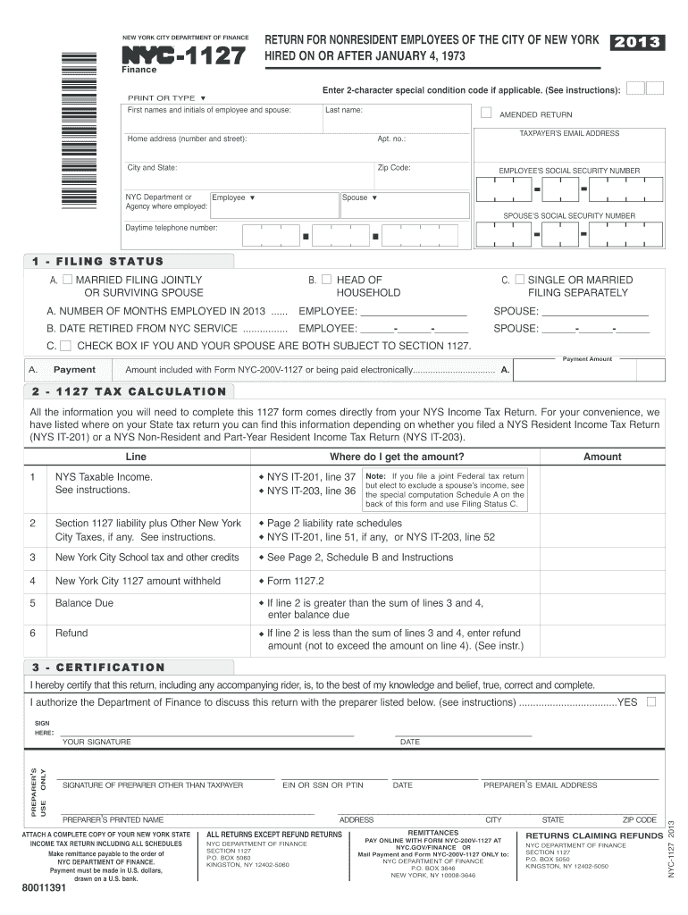  Nyc 1127 Form 2020