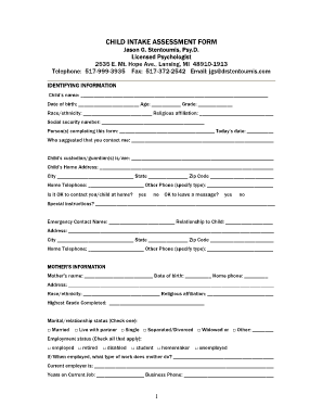 Intake Assessment Example  Form
