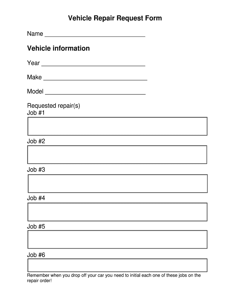 Vehicle Repair Request Form