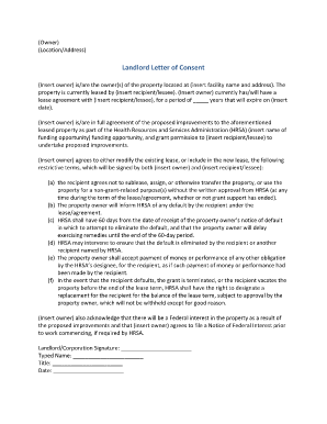  Landlord Consent Letter Template 2014-2024