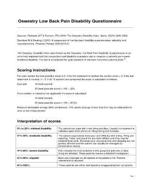 Lower Back Disability Questionnaire  Form