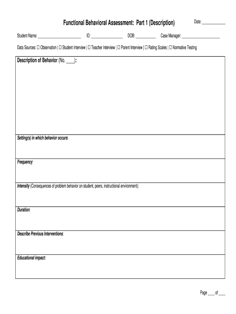 Functional Behavioral Assessment Template  Form