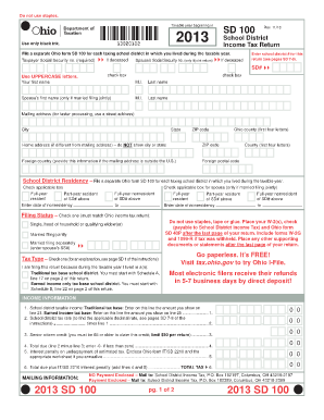 Get and Sign SD 100 School District Income Tax Return Ohio Department Tax Ohio  Form