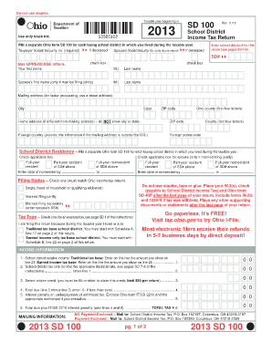 SD 100 School District Income Tax Return Ohio Department Tax Ohio  Form