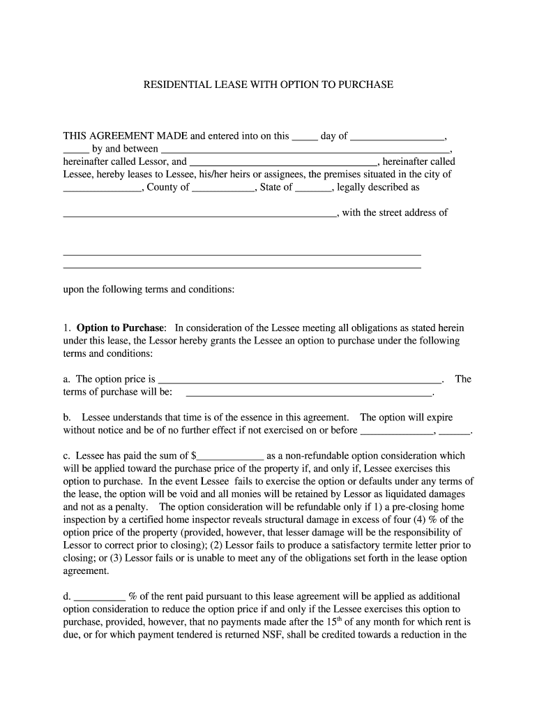 Lease Purchase Contract  Form