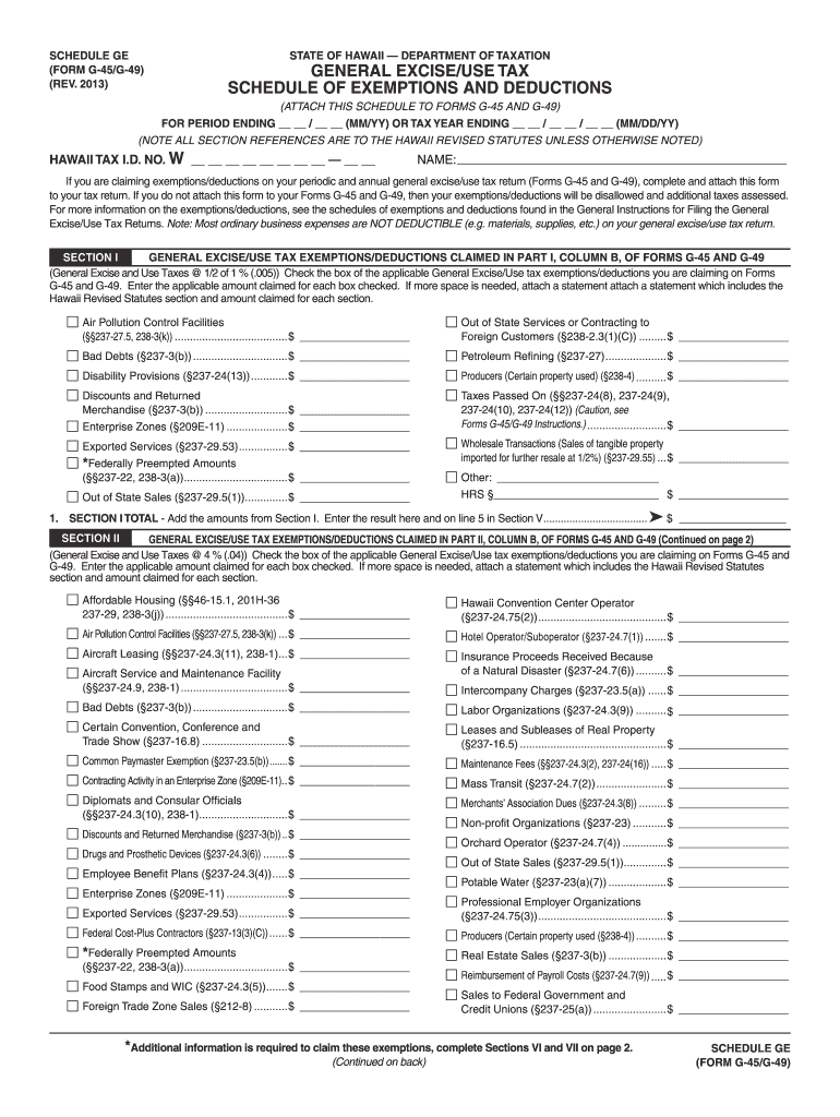 45 Exemptions  Form