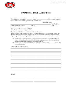 Hot Tub Addendum Rental Agreement  Form