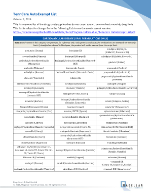 Tenncare Auto Exempt List  Form