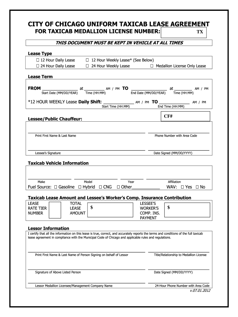  Taxi Service Agreement Sample Form 2016