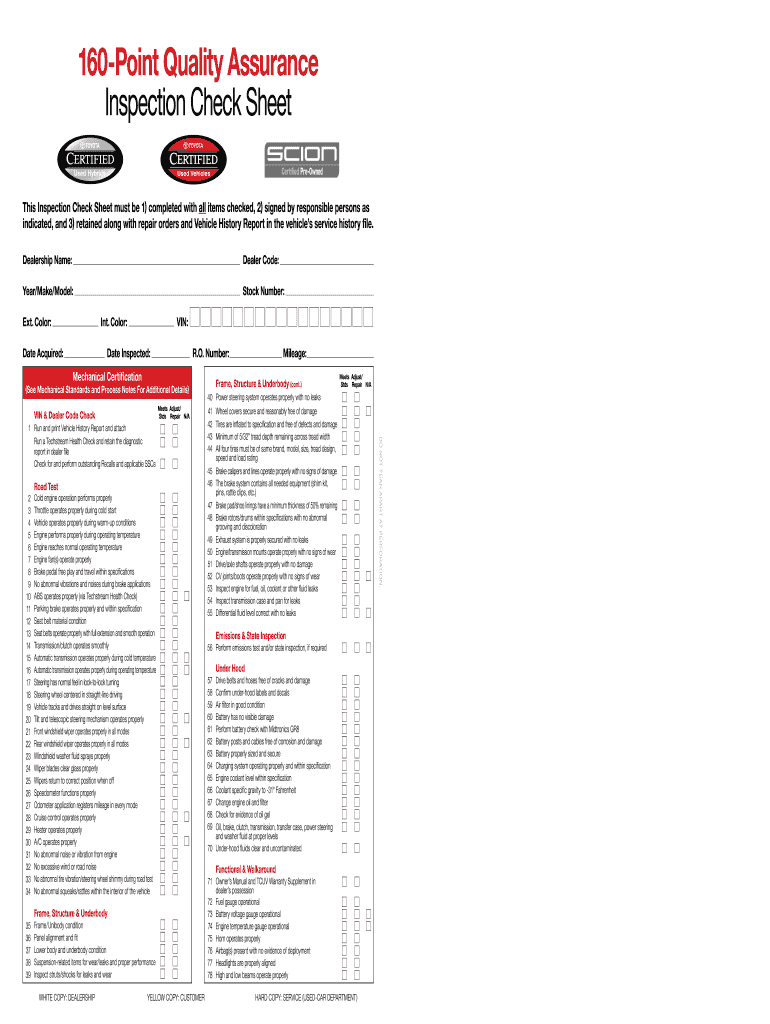 Toyota Multi Point Inspection PDF  Form