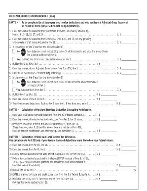 California Itemized Deductions Worksheet  Form