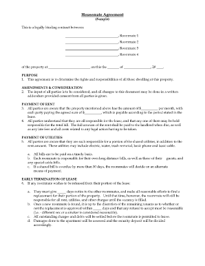 Housemate Agreement  Form