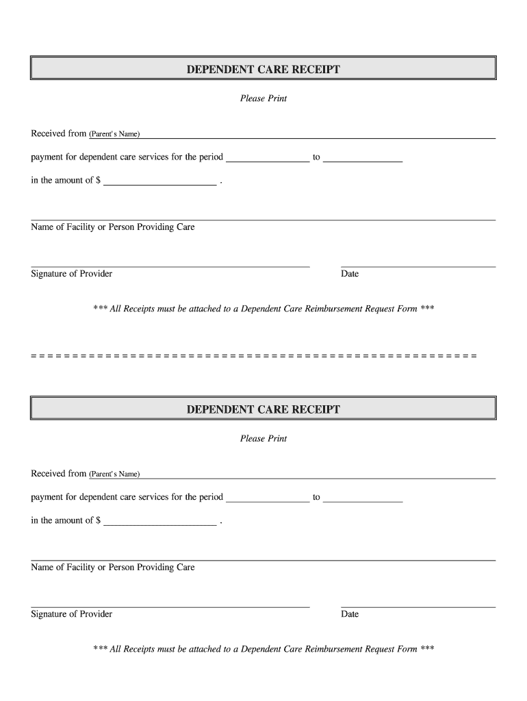 Dependent Care Receipt Template Word  Form