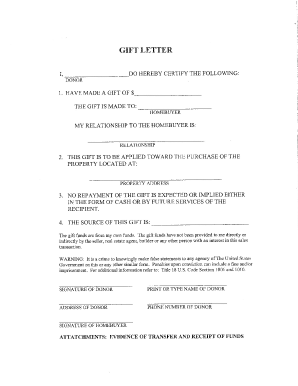 Td Gift Letter  Form