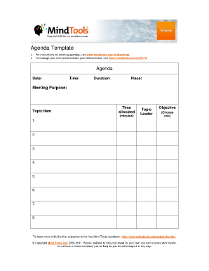 Electronic Fillable Meeting Agenda Form
