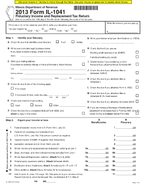 Illinois Department of Revenue Fiduciary Income and Replacement Tax Return Form IL 1041 *363601110* Due on or Before the 15th Da