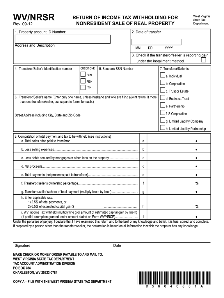 Get and Sign Wv Nonresident Return 2012-2022 Form