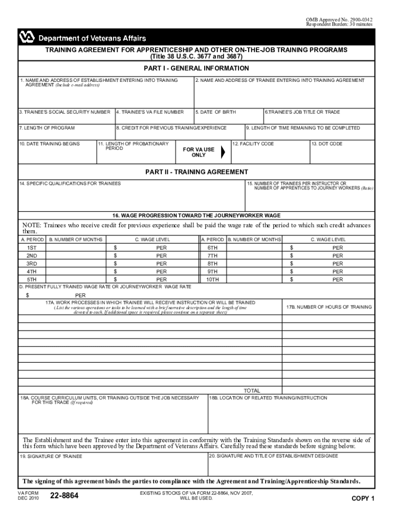  Va Form 22 8864 2010-2024