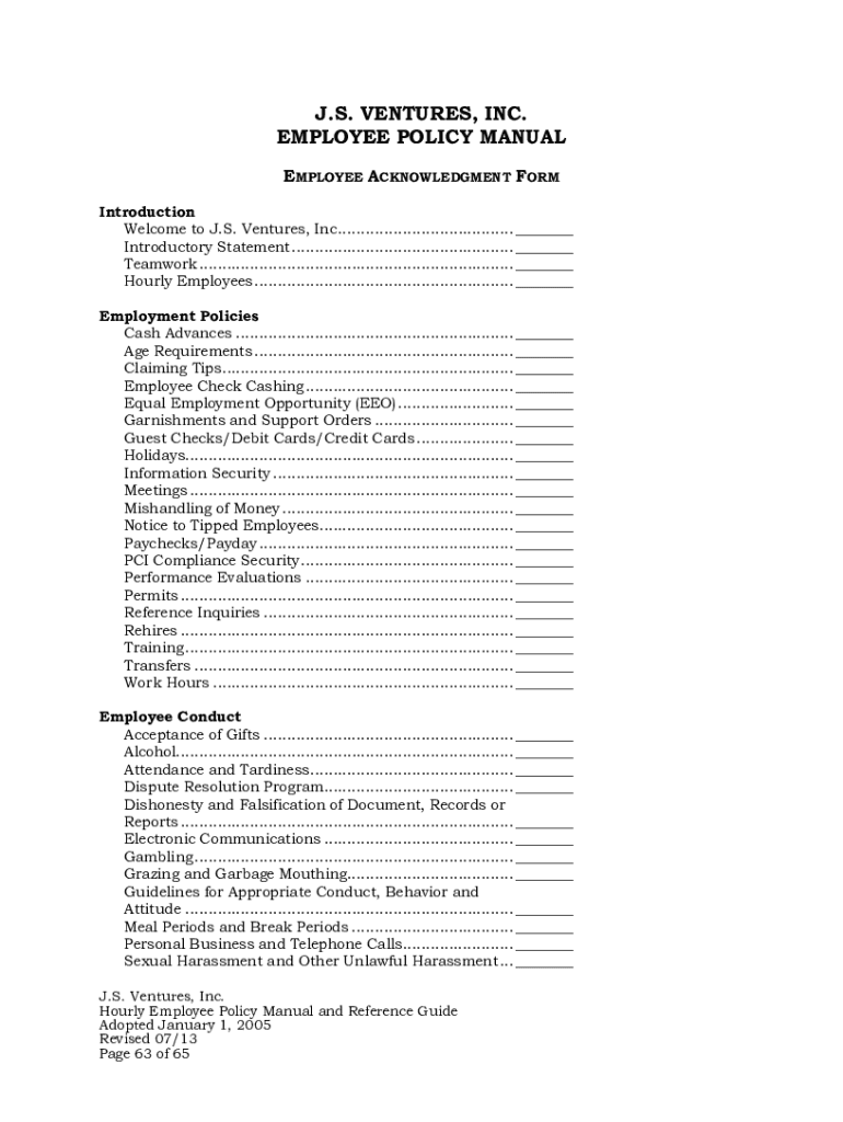  Applebee's Employee Handbook 2013-2024