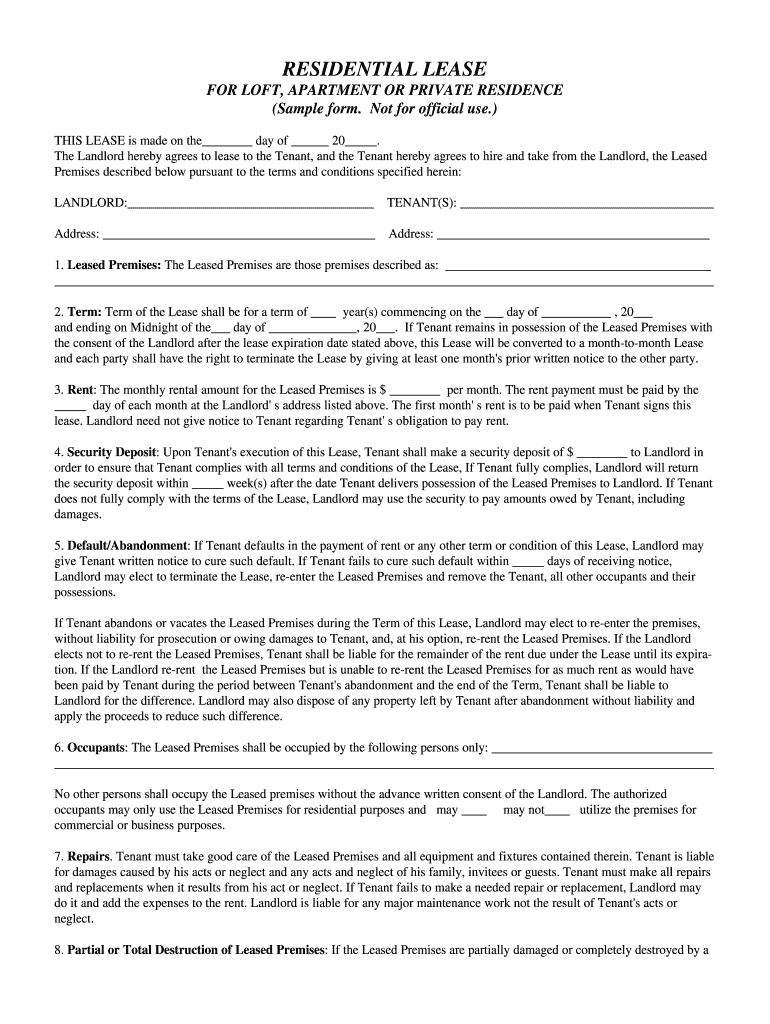 Printable T 186 Lease Agreement  Form