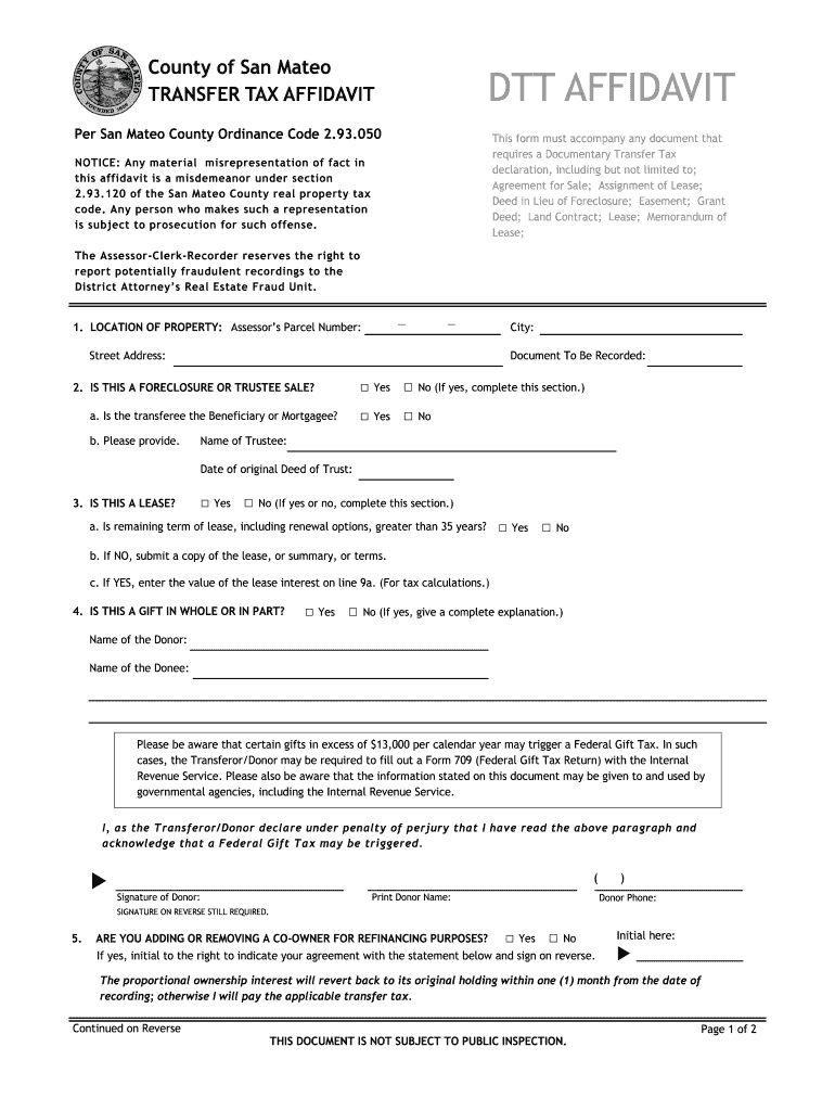  Affidavit Transfer Tax  Form 2011