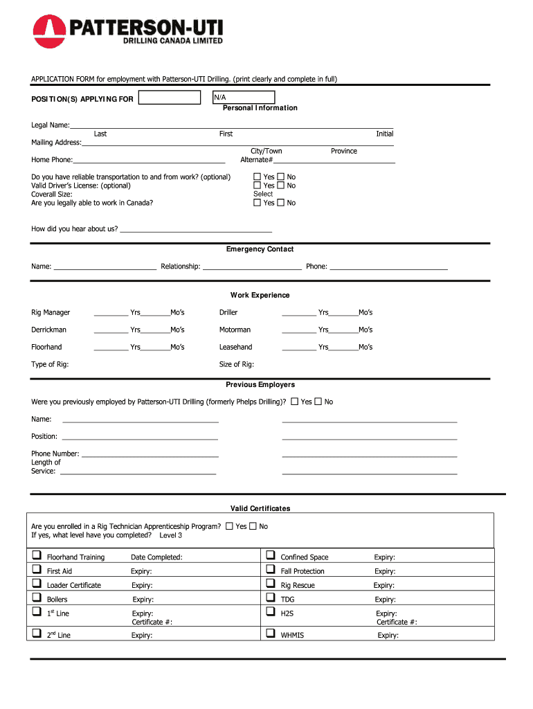 Patterson Drilling  Form