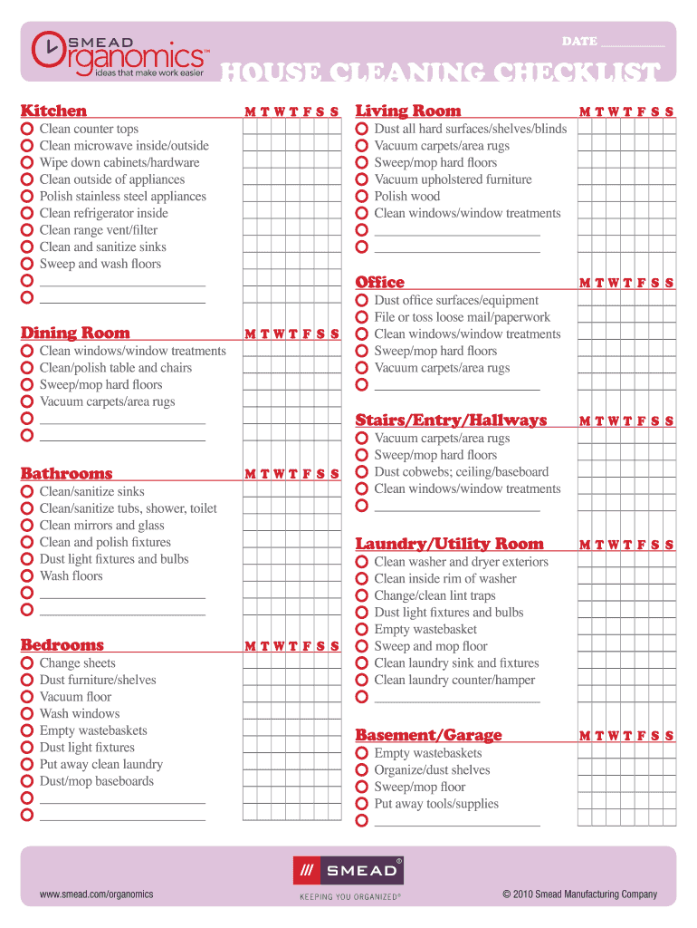 Professional House Cleaning Checklist Printable Fill Out and Sign