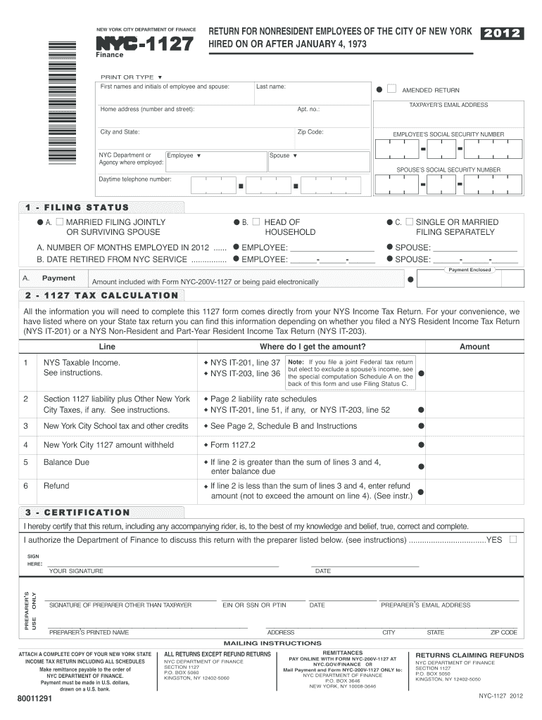  Form Nyc 1127 2020