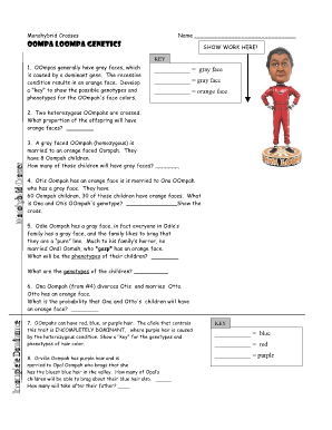 Oompa Loompa Genetics Answer Key  Form