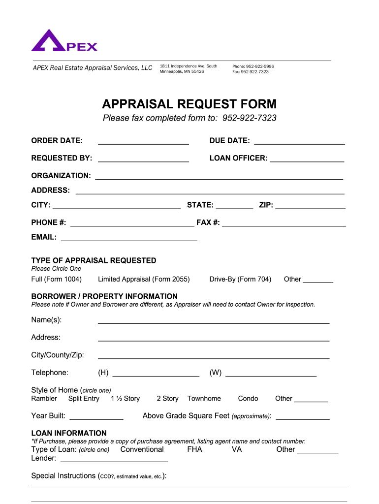 Appraisal Request Form