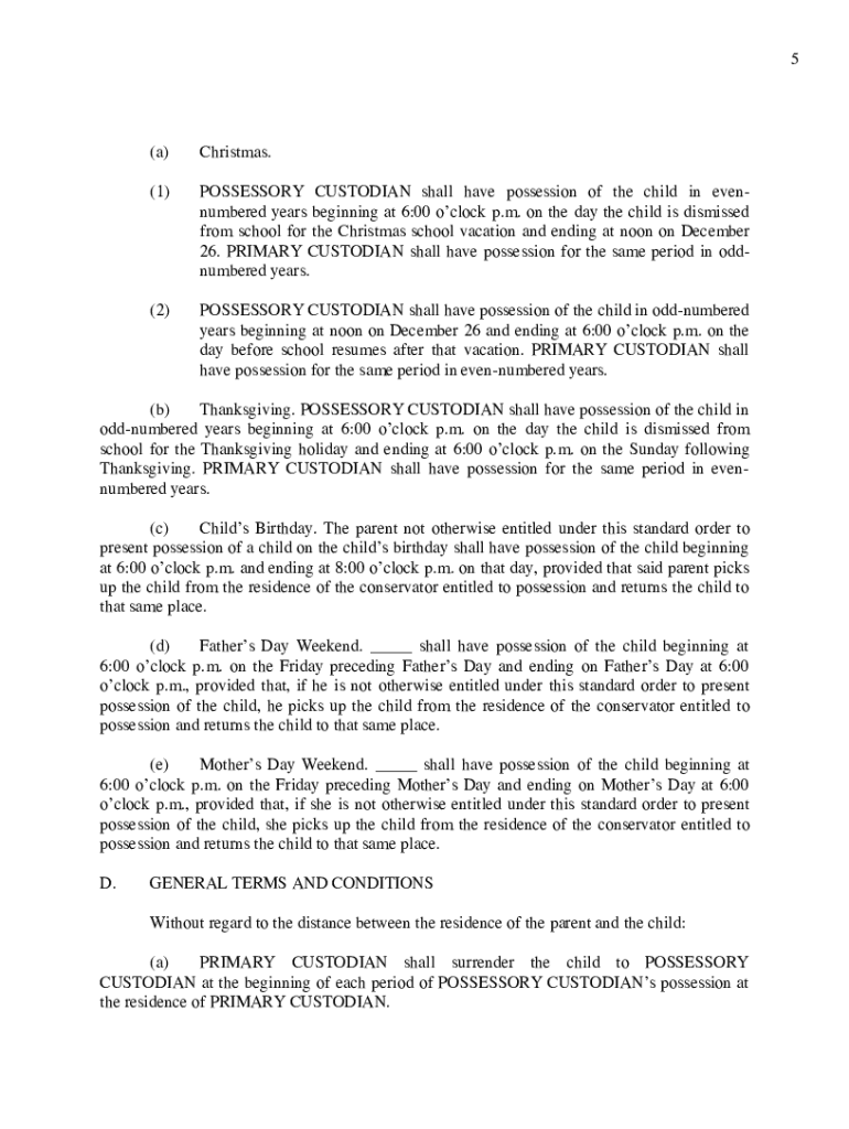 Texas Standard Possession  Form