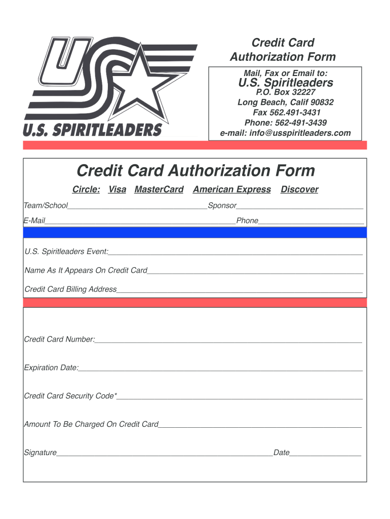 To Download the Credit Card Authorization Form US Spiritleaders